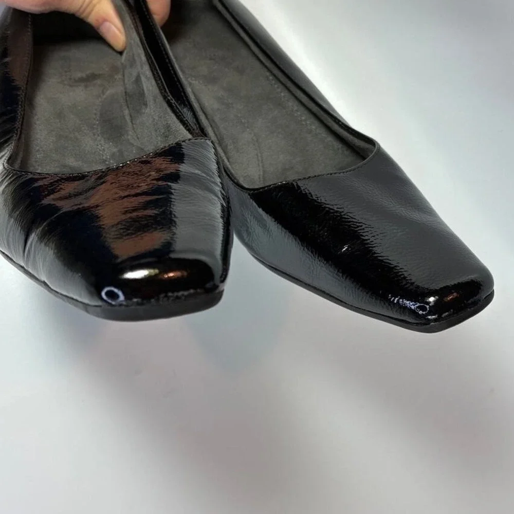 Aerosoles Pumps Sz 11 Black Patent‎ Leather Heels square toe comfort chic